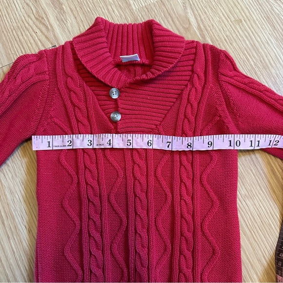 3T red thick cable knit 100% cotton sweater Valentine’s Day. Christmas nwt - Picture 6 of 7